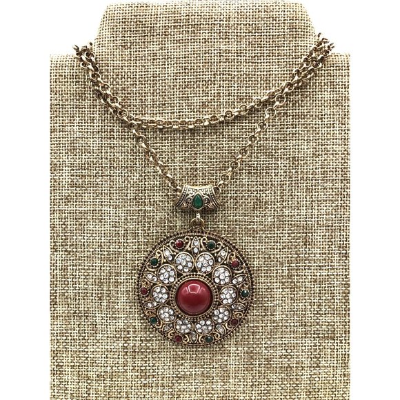 Betsey Johnson Retired Mughal Style Statement Pendant Necklace 24" - Picture 2 of 8